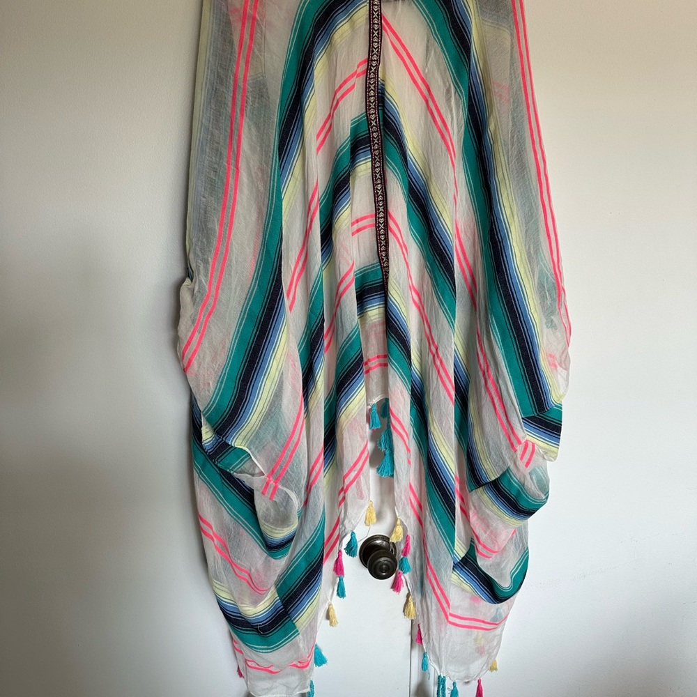 Colorful Striped Tassel Shawl